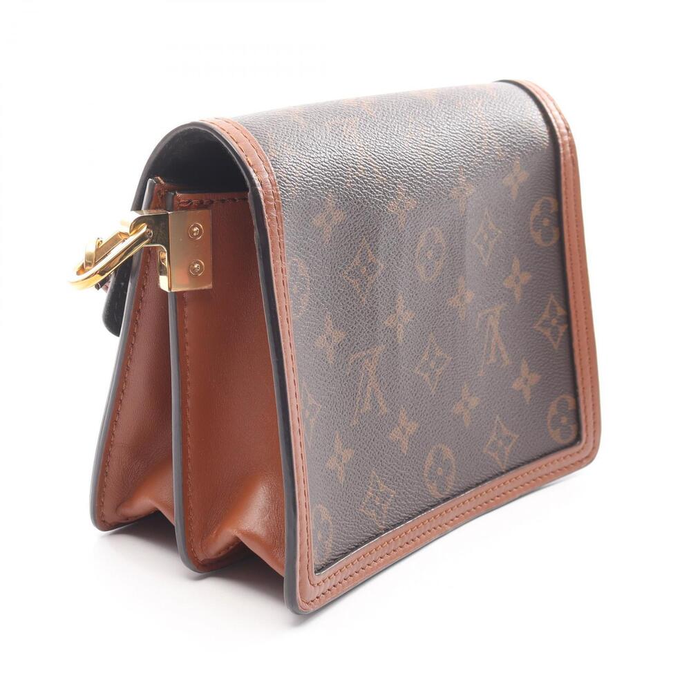 Louis Vuitton leather Shoulder Reverse brown beige Dauphine Bag canvas Monogram